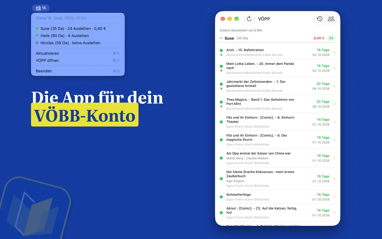 VÖPP am Mac: Ausleihen aller Konten im Fenster
