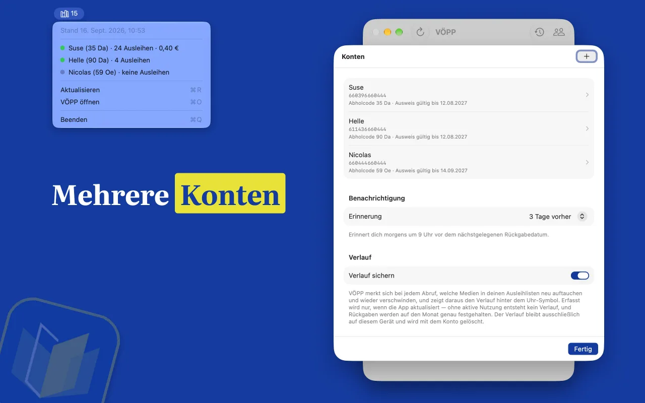 VÖPP am Mac: mehrere Konten verwalten